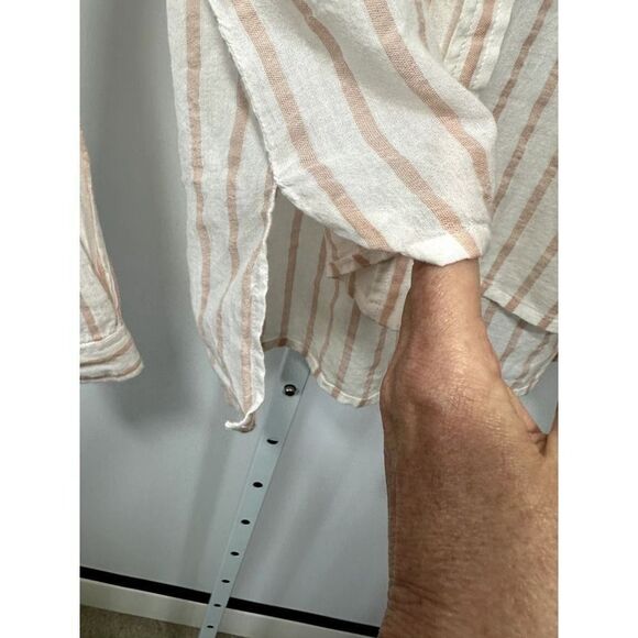 CURRENT/ELLIOT Women's The Georgia Striped Lightweight Shirt White/Pink Size 0 - Picture 7 of 9